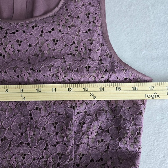 Banana Republic Women's Purple Lace Evening Top Zip Back Blouse Size 8 - Picture 6 of 11